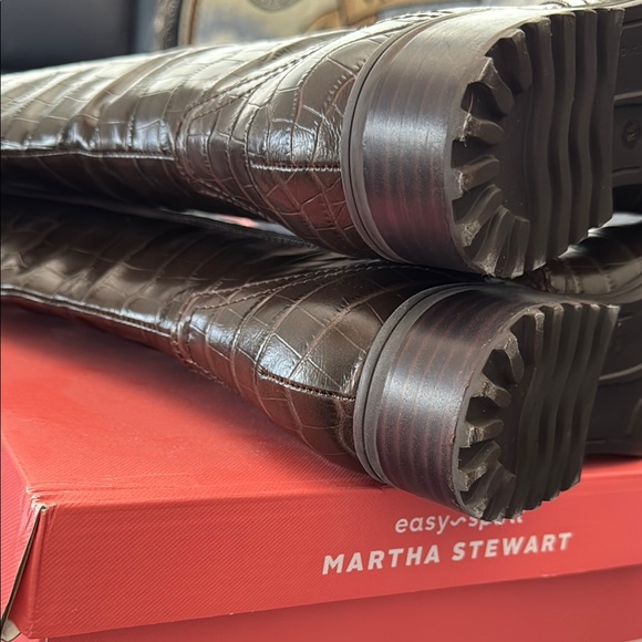 Easy Spirit Martha Stewart Brown Knee Boots with Textured Leather - Picture 4 of 4